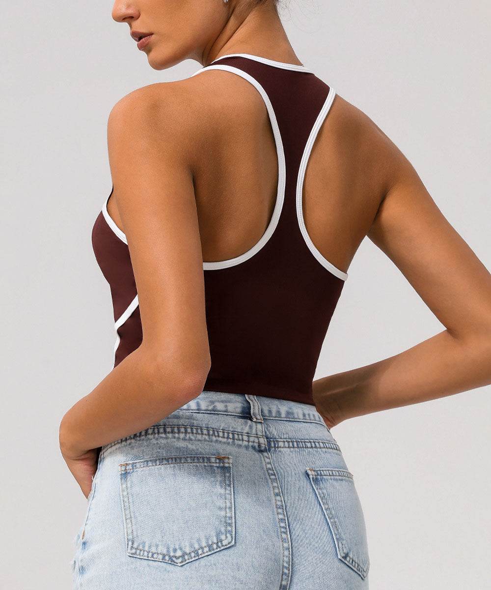 Workout Crop Tank Tops Racerback Bra with Chest Pads