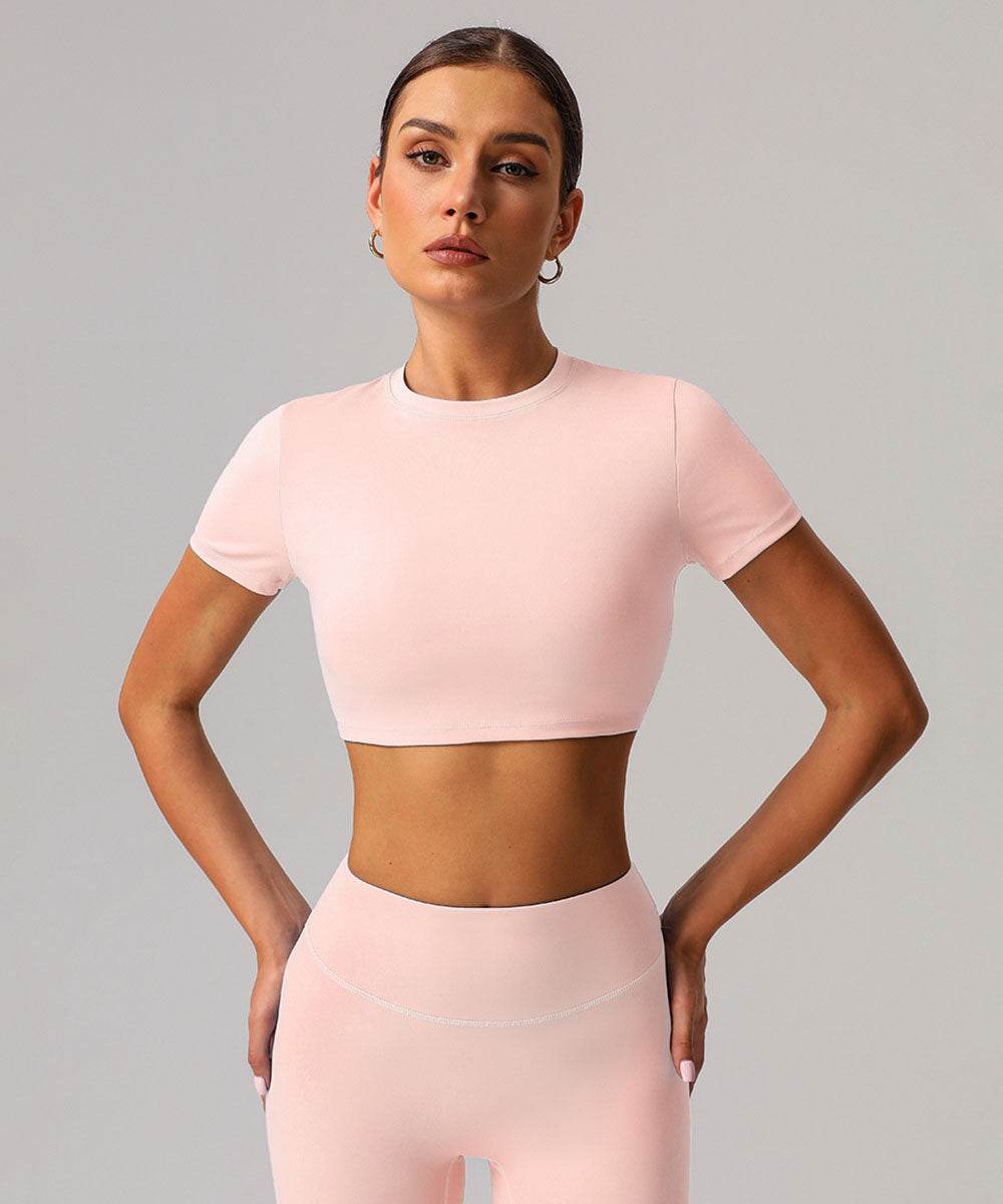 Classic Short Sleeve Crop Workout Tops