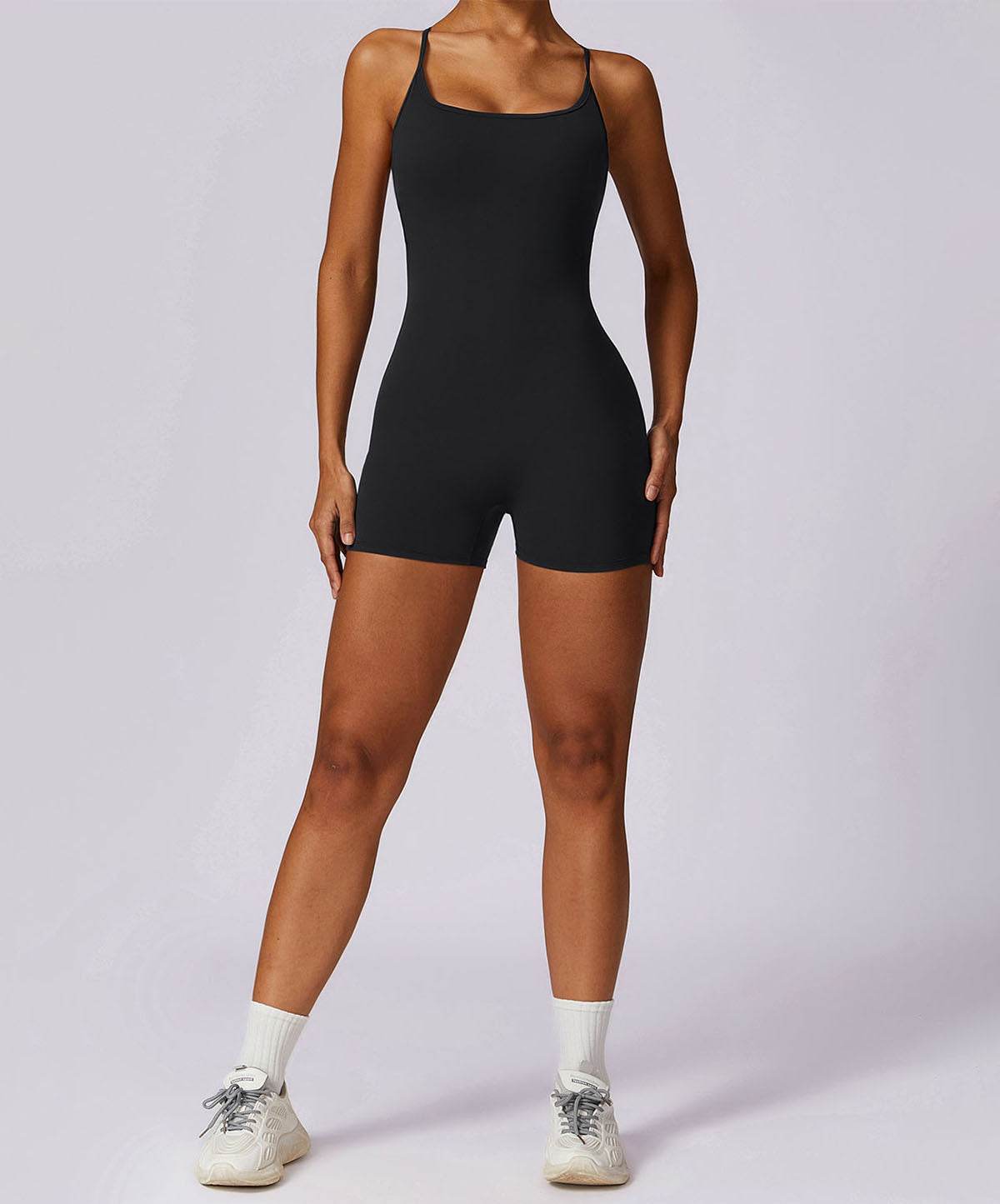 Scrunch Strappy One Piece Workout Short Jumpsuit