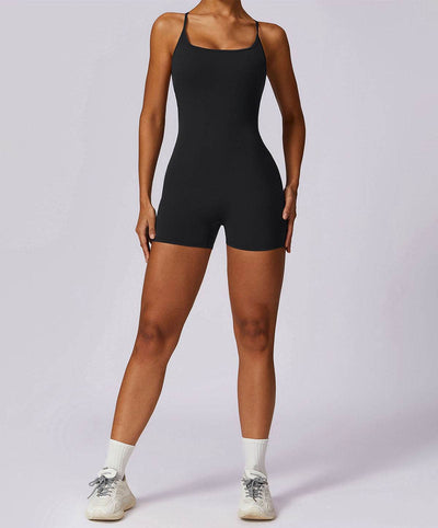 Scrunch Strappy One Piece Workout Short Jumpsuit