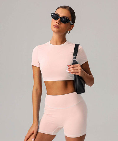 Classic Short Sleeve Crop Workout Tops