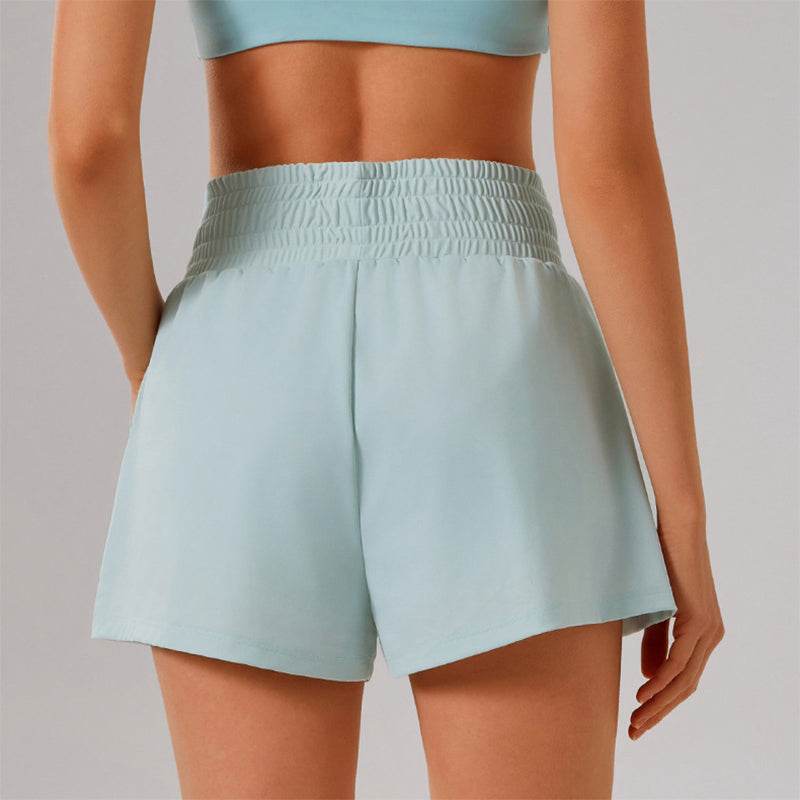 High Waisted Athletic Shorts with Pocket and Lined Short