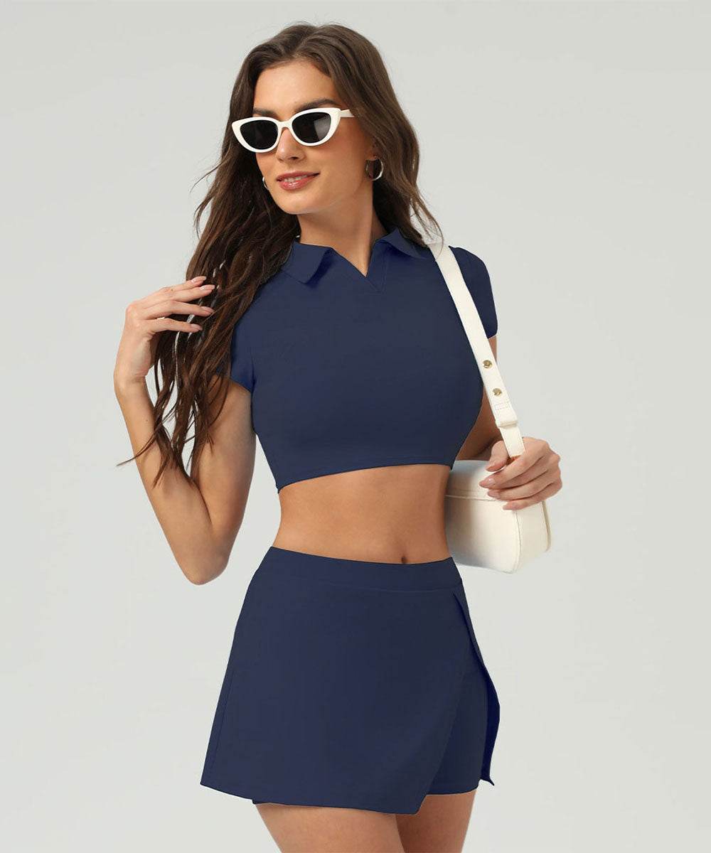 Tennis Polo T-Shirts Short Sleeve Crop Top