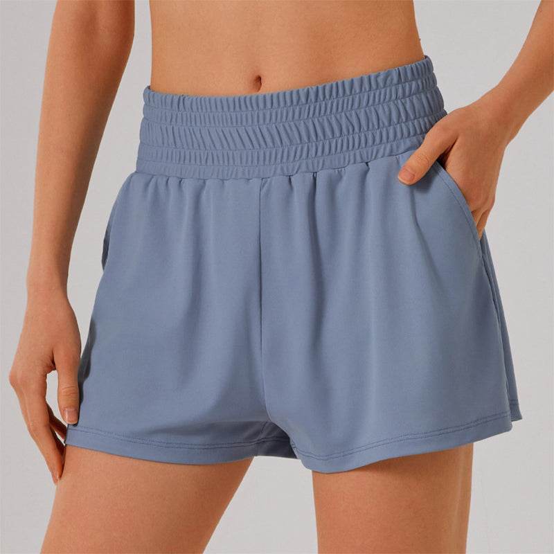 High Waisted Athletic Shorts with Pocket and Lined Short