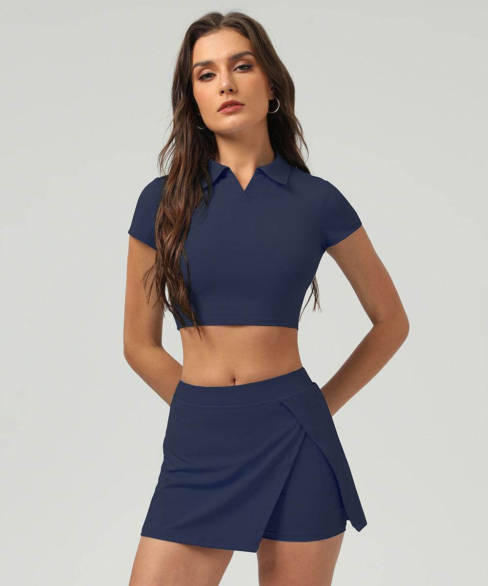 Tennis Polo T-Shirts Short Sleeve Crop Top