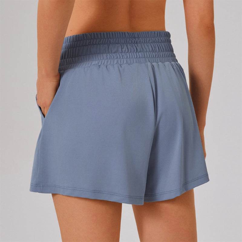 High Waisted Athletic Shorts with Pocket and Lined Short