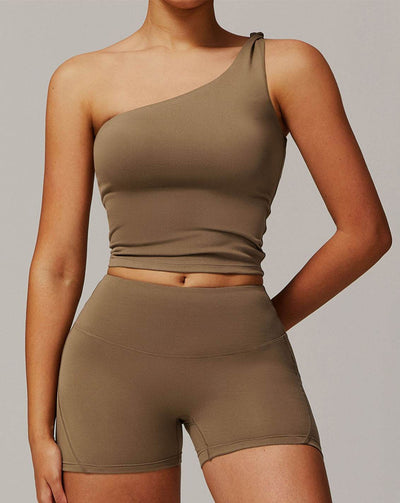 One Shoulder Knot Design Tank Fitness Tops