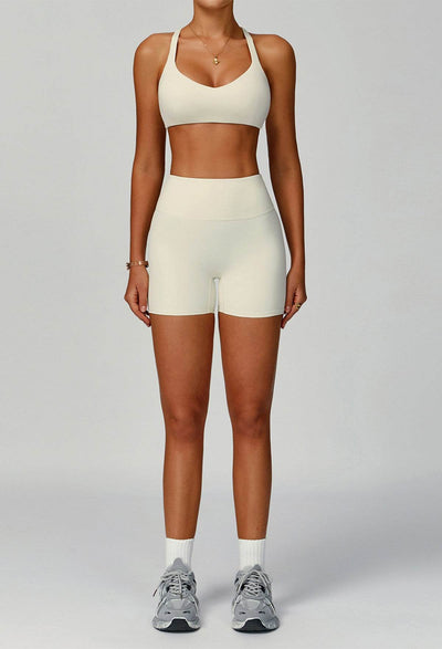Activewear Set with X Shaped Back Sport Bra and Short