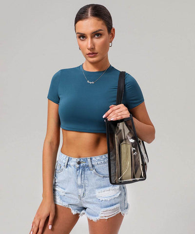 Classic Short Sleeve Crop Workout Tops
