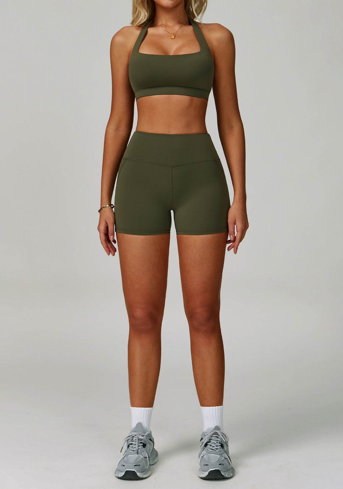 Activewear Set with Halter Sports Bra and Short