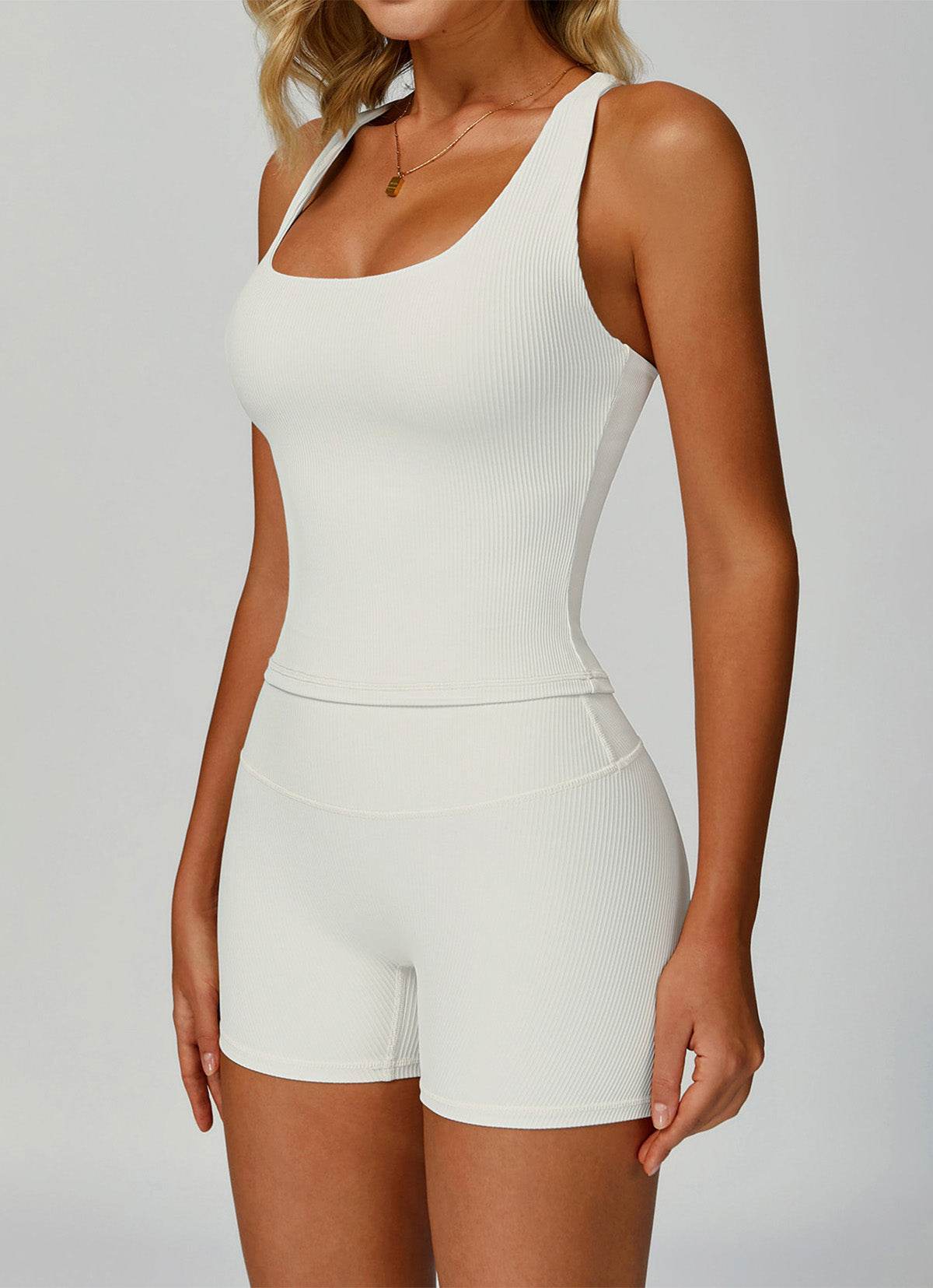 Ribbed Activewear Set with Sports Tank Top and Short