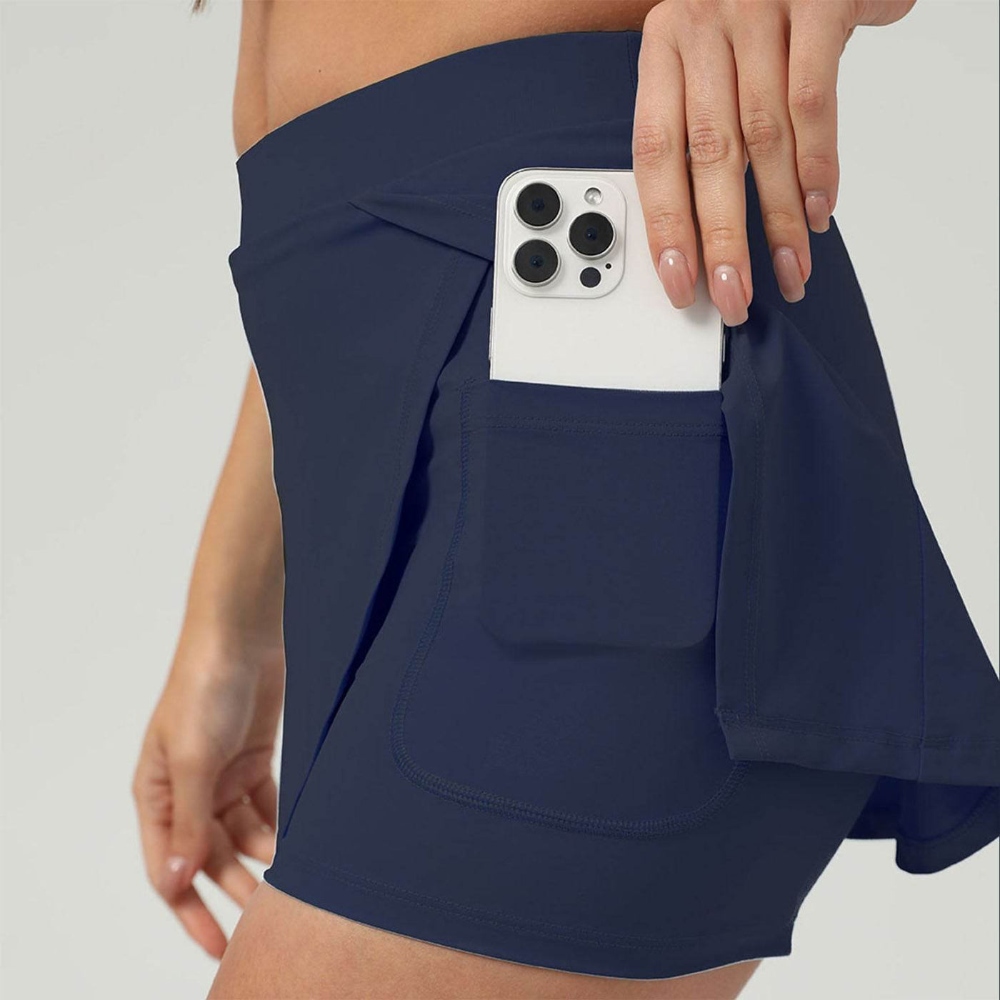 Side Slits Tennis Skirt with Shorts and  Pockets