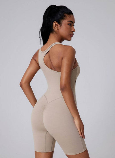 Asymmetric Straps Yoga Shorts Romper Bodysuit