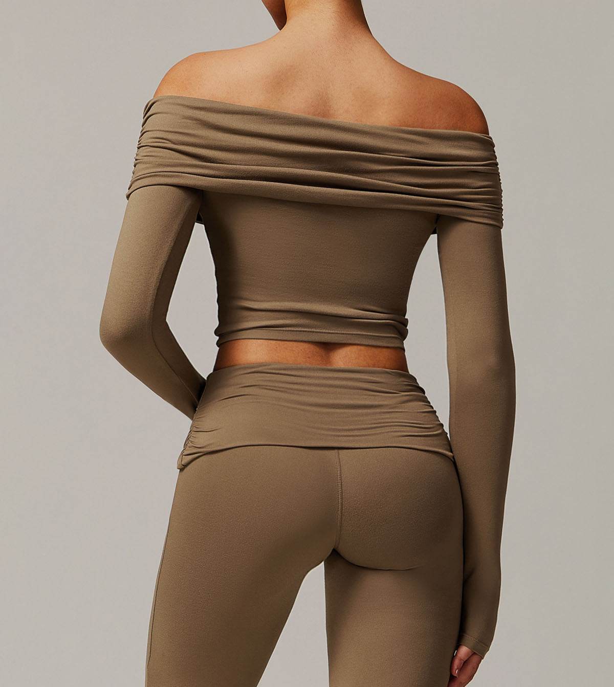 Long Sleeve Shirts Off Shoulder Sports Crop Tops