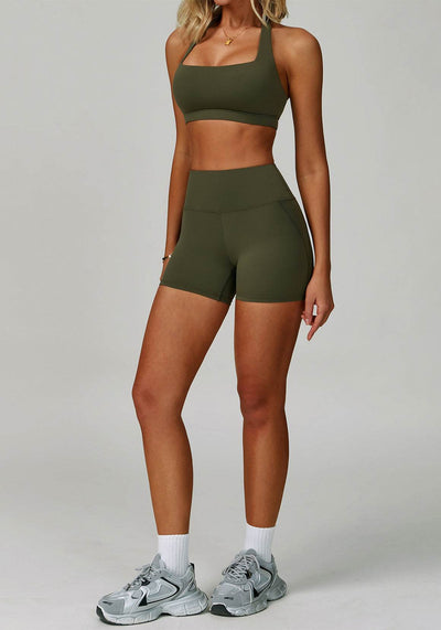 Activewear Set with Halter Sports Bra and Short