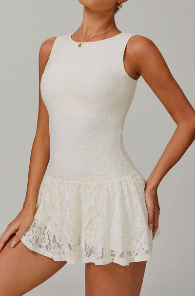 Retro Lace Sleeveless Tennis Dress with Short