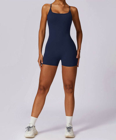 Scrunch Strappy One Piece Workout Short Jumpsuit