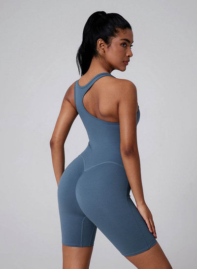 Asymmetric Straps Yoga Shorts Romper Bodysuit
