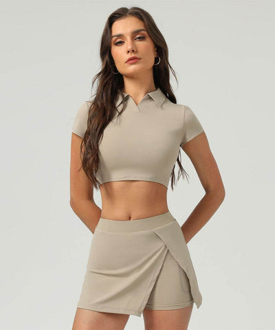 Tennis Polo T-Shirts Short Sleeve Crop Top