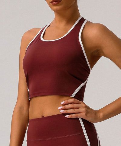 Workout Crop Tank Tops Racerback Bra with Chest Pads