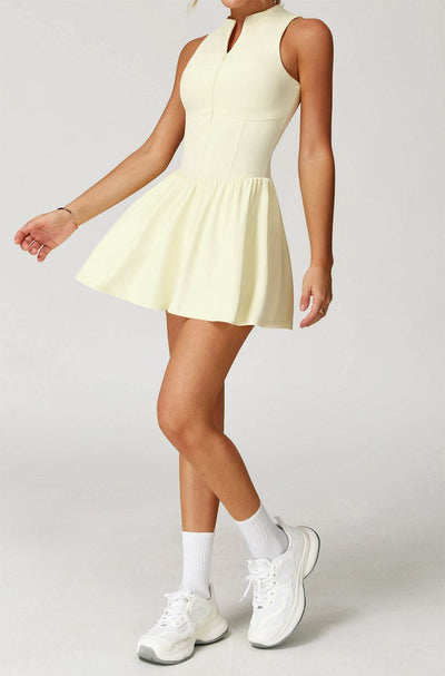 Zipper Tennis Dress with Short and Pocket