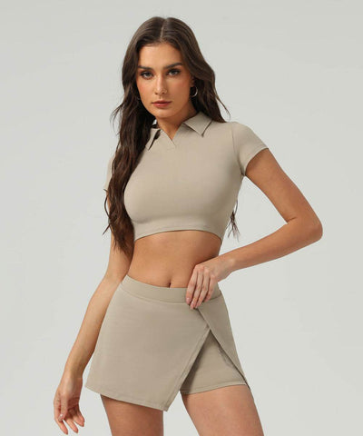 Tennis Polo T-Shirts Short Sleeve Crop Top