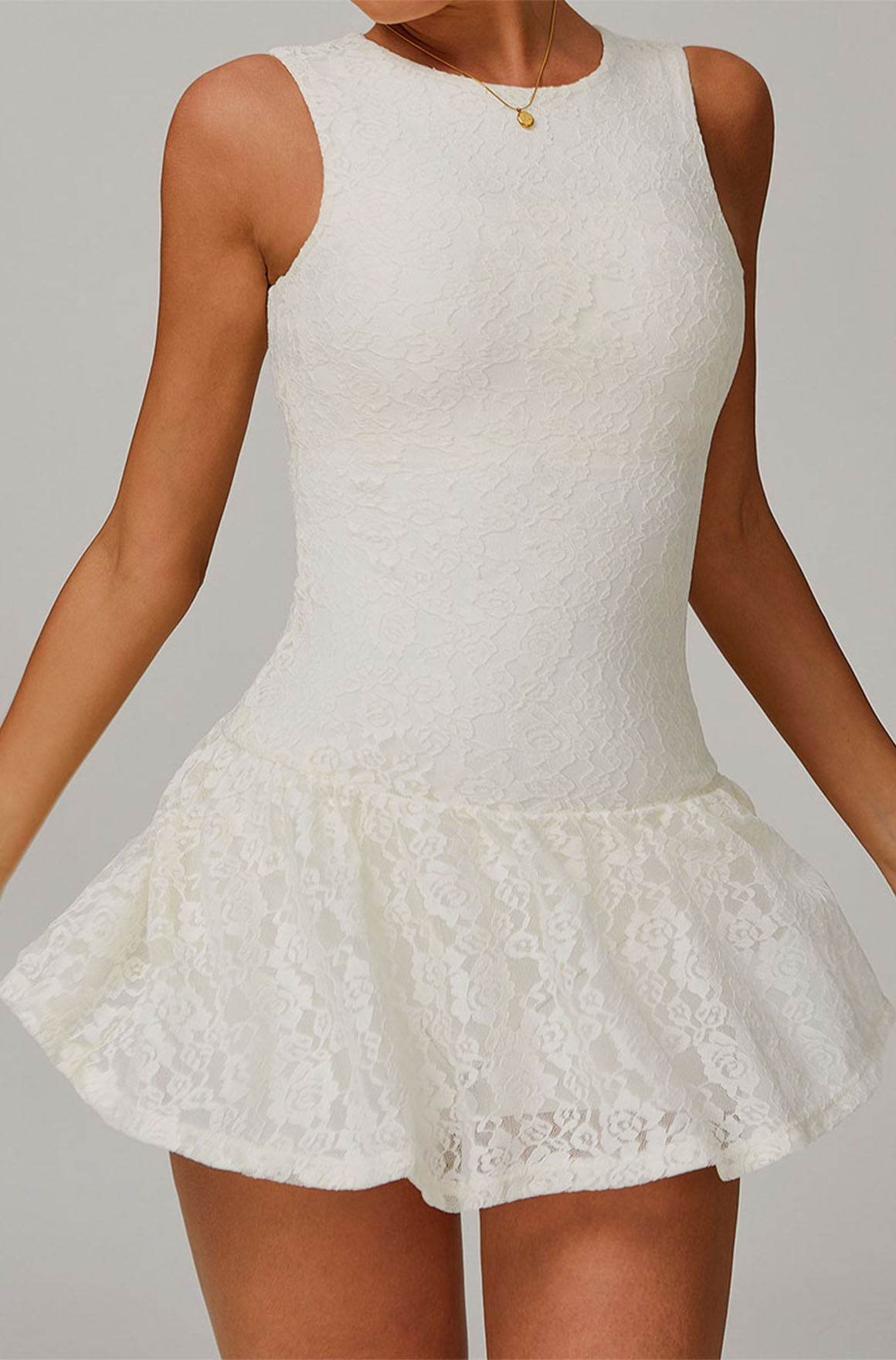 Retro Lace Sleeveless Tennis Dress with Short