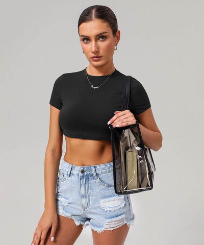 Classic Short Sleeve Crop Workout Tops