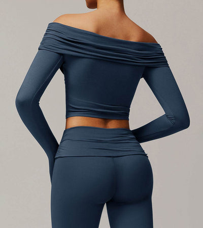 Long Sleeve Shirts Off Shoulder Sports Crop Tops