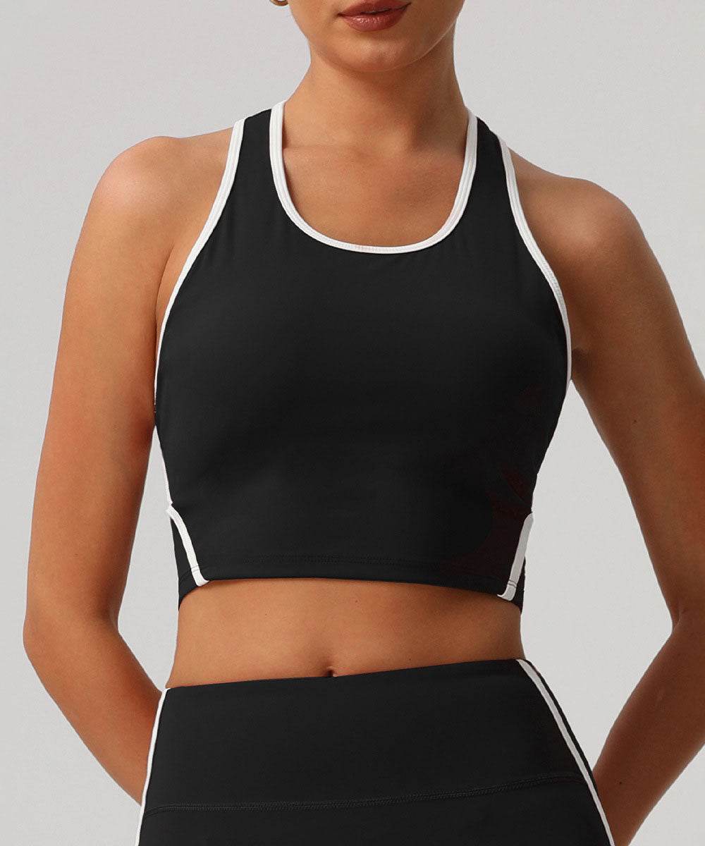 Workout Crop Tank Tops Racerback Bra with Chest Pads
