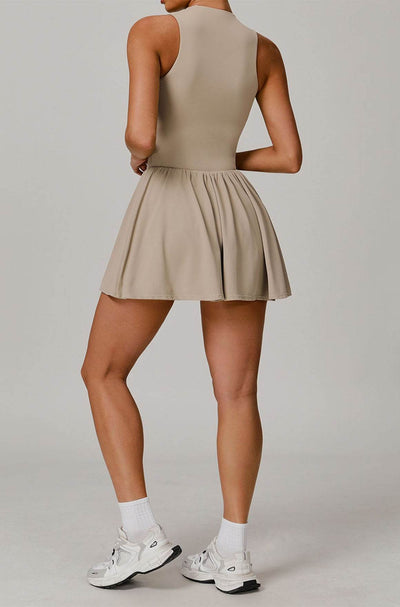 Zipper Tennis Dress with Short and Pocket