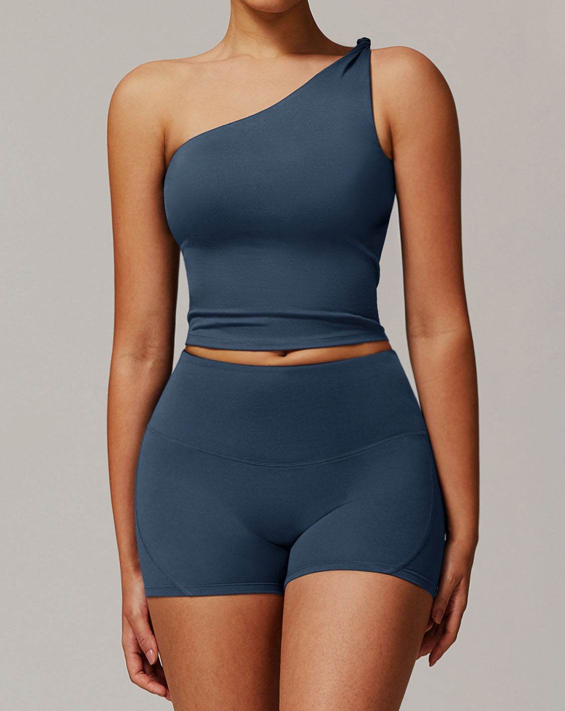 One Shoulder Knot Design Tank Fitness Tops