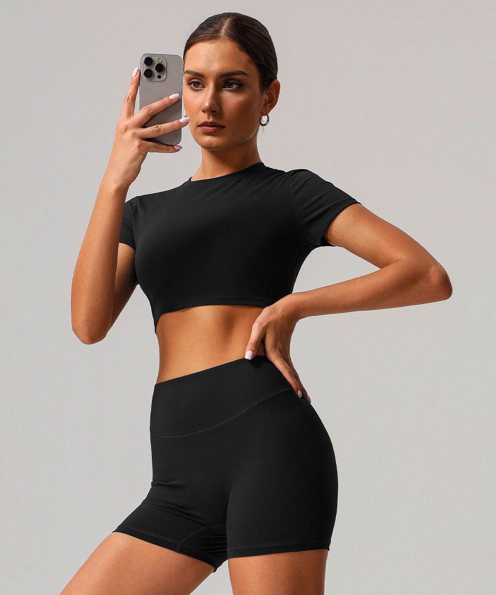 Classic Short Sleeve Crop Workout Tops