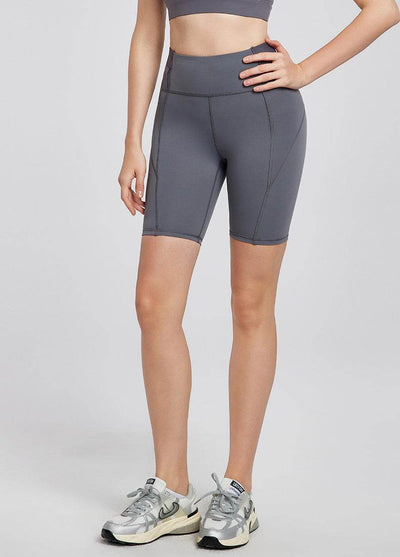 High Waisted Tummy Control Biker Shorts with Suspended Pocket