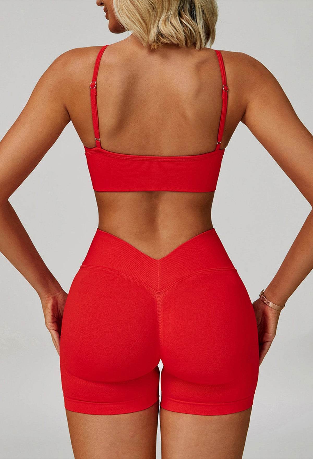 Activewear Set with V Neck Sports Bra and Short