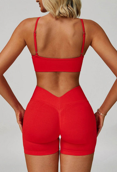 Activewear Set with V Neck Sports Bra and Short
