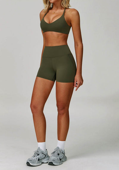 Activewear Set with Cross Back Sports Bra and Short