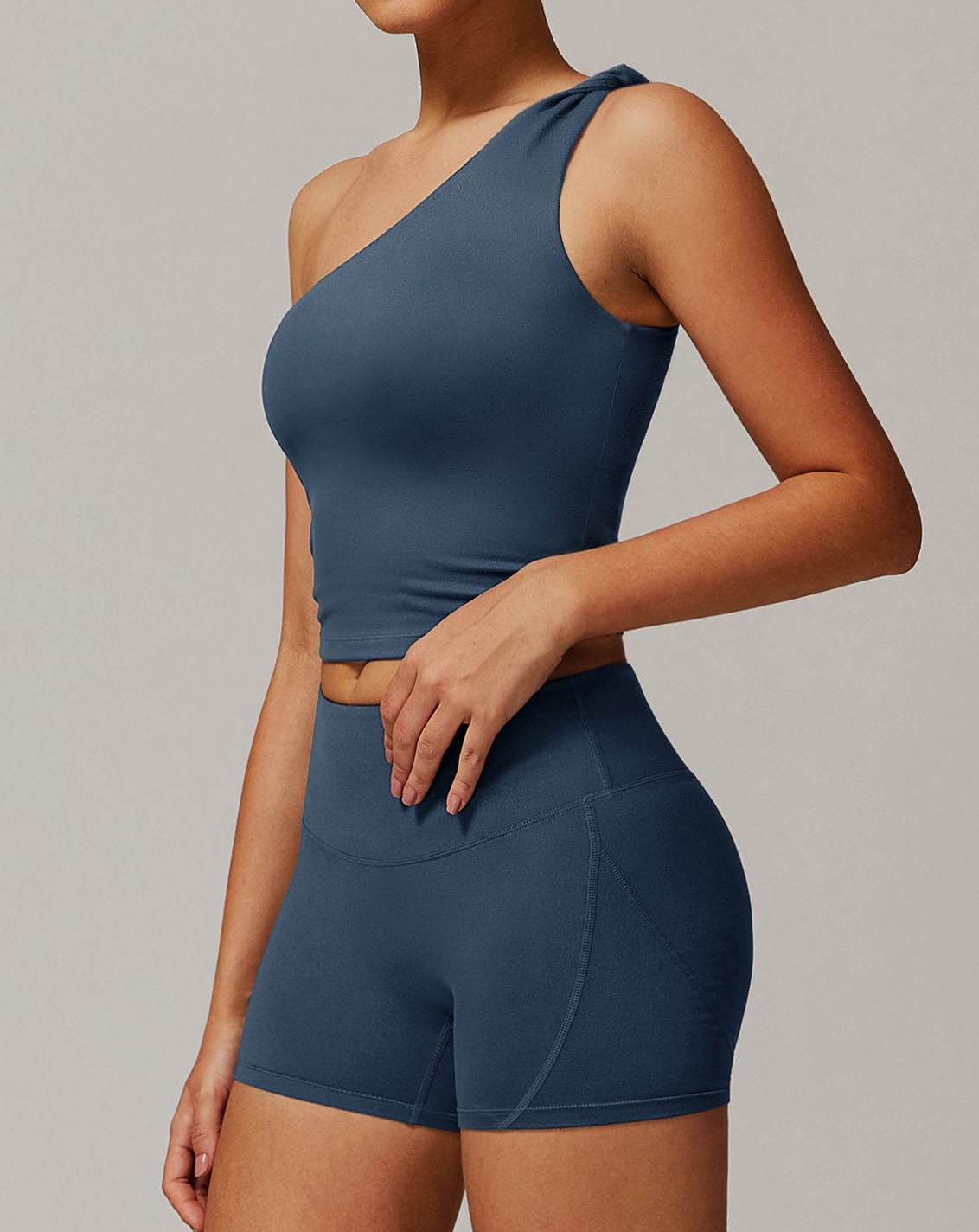 One Shoulder Knot Design Tank Fitness Tops