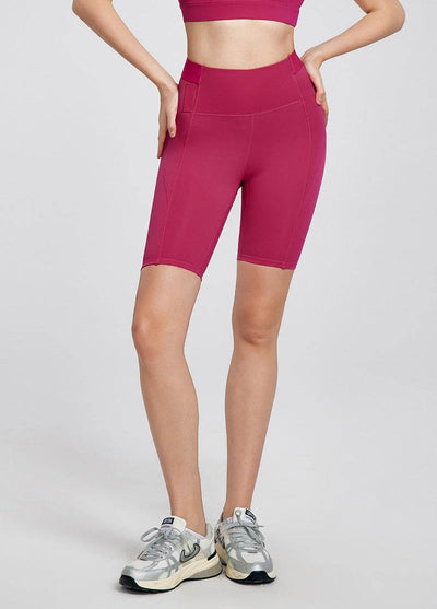 High Waisted Tummy Control Biker Shorts with Suspended Pocket