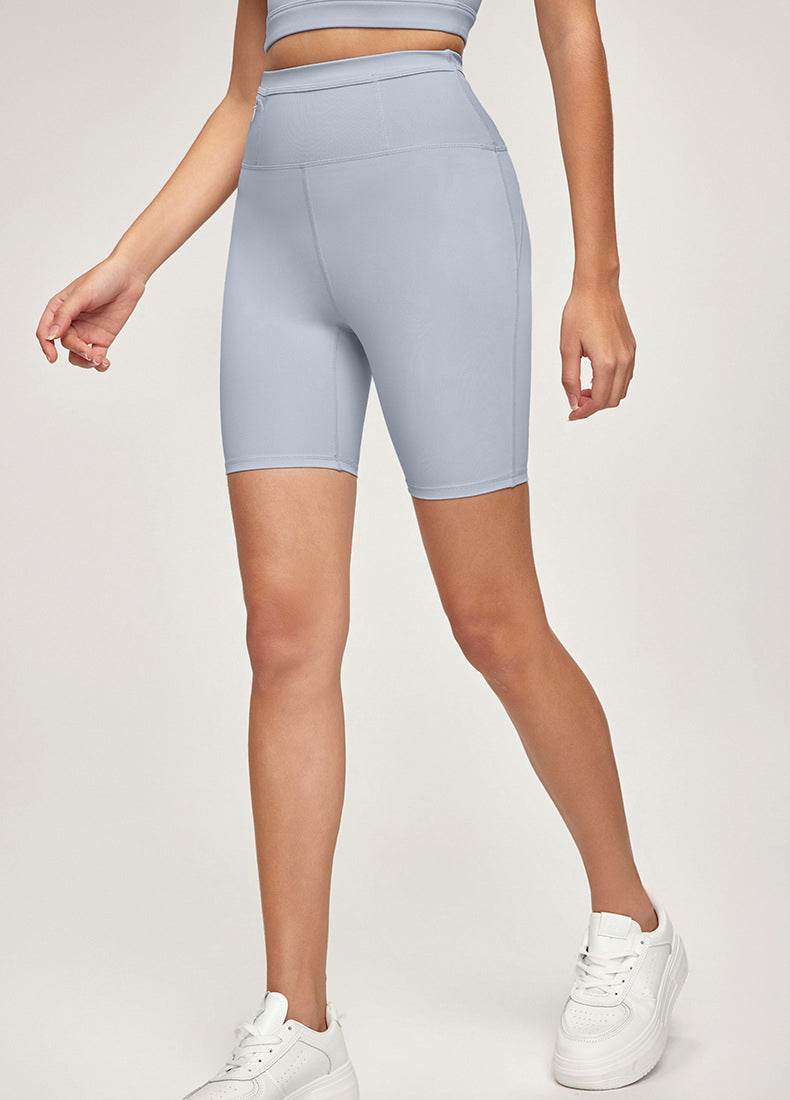 High Waisted Tummy Control Biker Shorts with Wraparound Waist Pockets