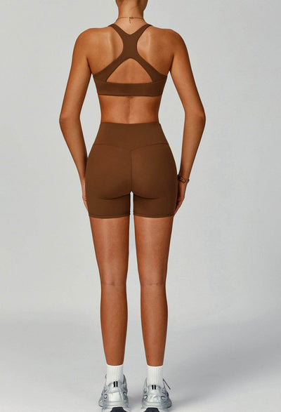 Activewear Set with X Shaped Back Sport Bra and Short