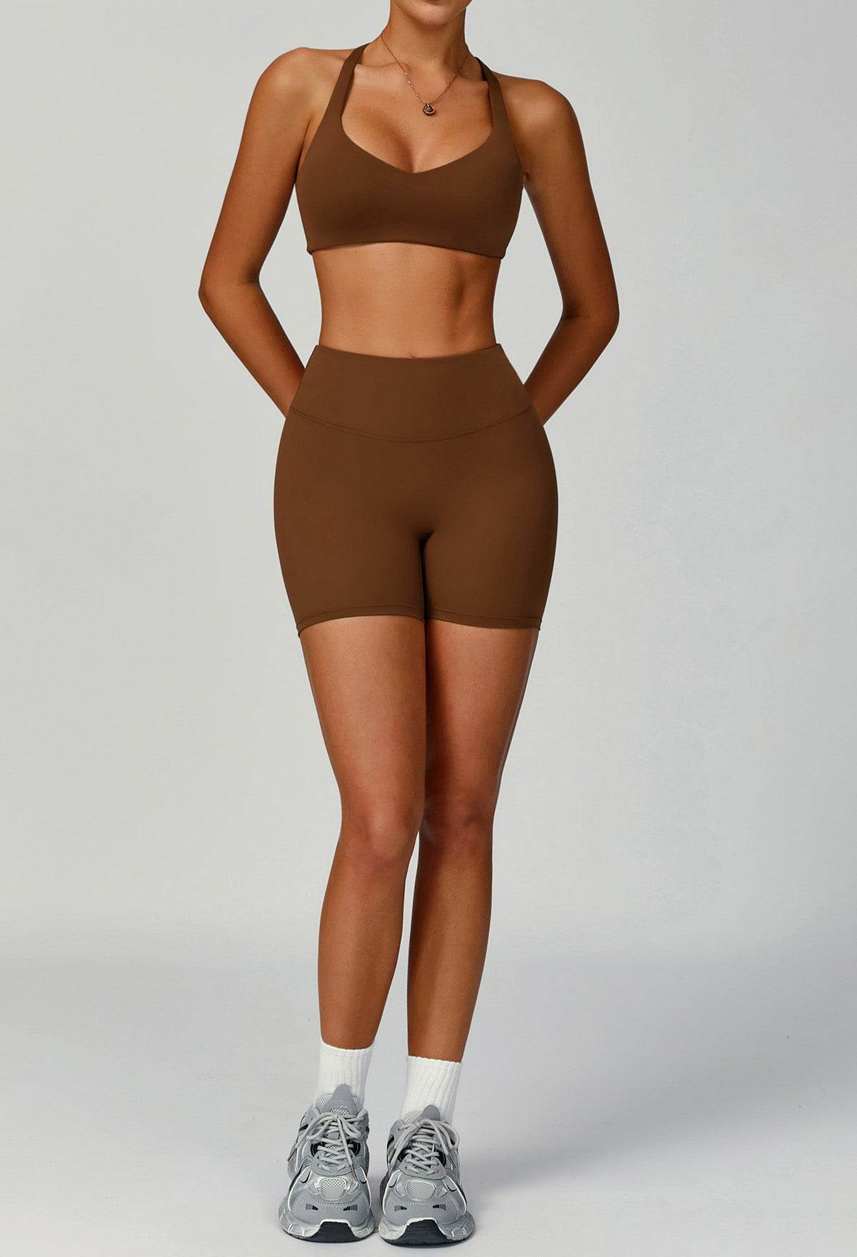 Activewear Set with X Shaped Back Sport Bra and Short