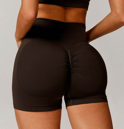 High Waisted Crossover Solid Athletic Shorts