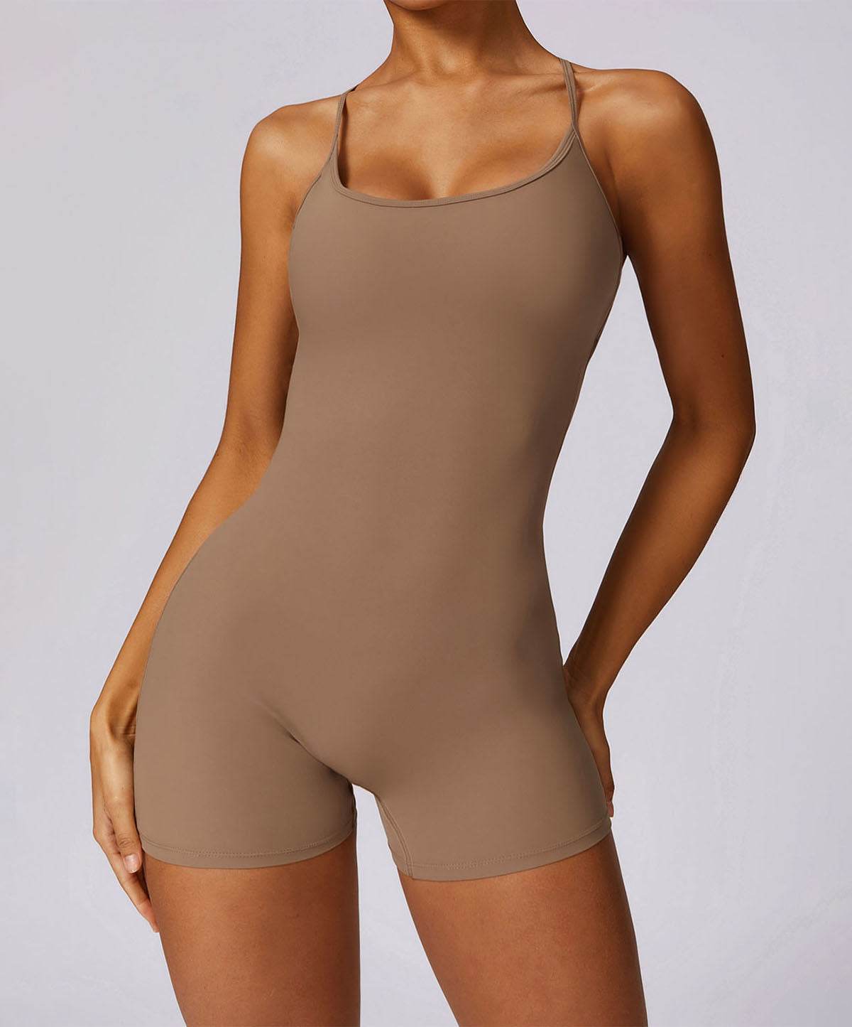 Scrunch Strappy One Piece Workout Short Jumpsuit