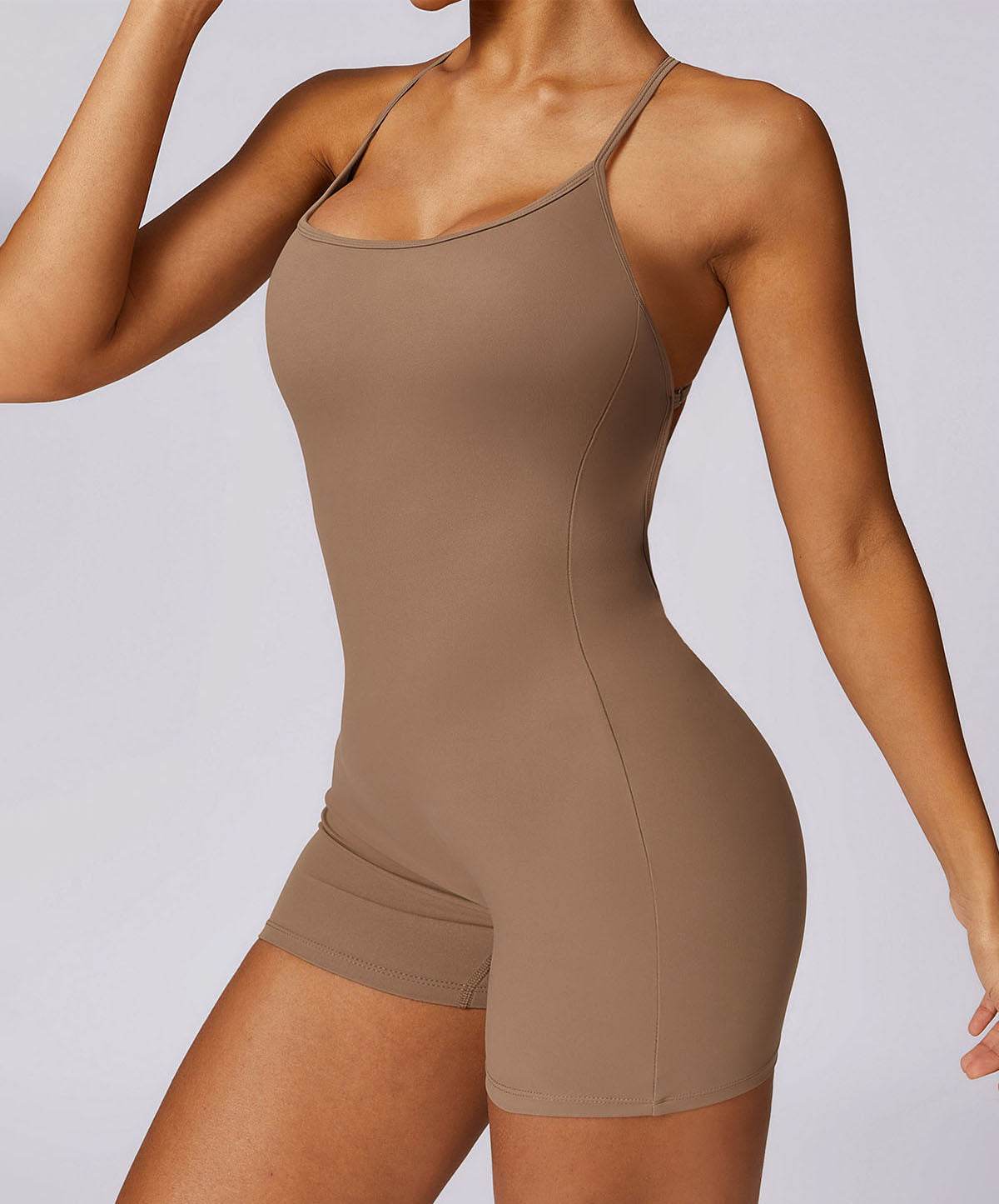 Scrunch Strappy One Piece Workout Short Jumpsuit