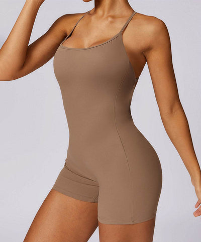 Scrunch Strappy One Piece Workout Short Jumpsuit