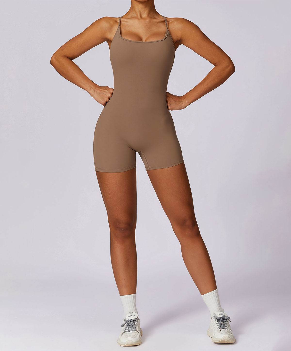 Scrunch Strappy One Piece Workout Short Jumpsuit