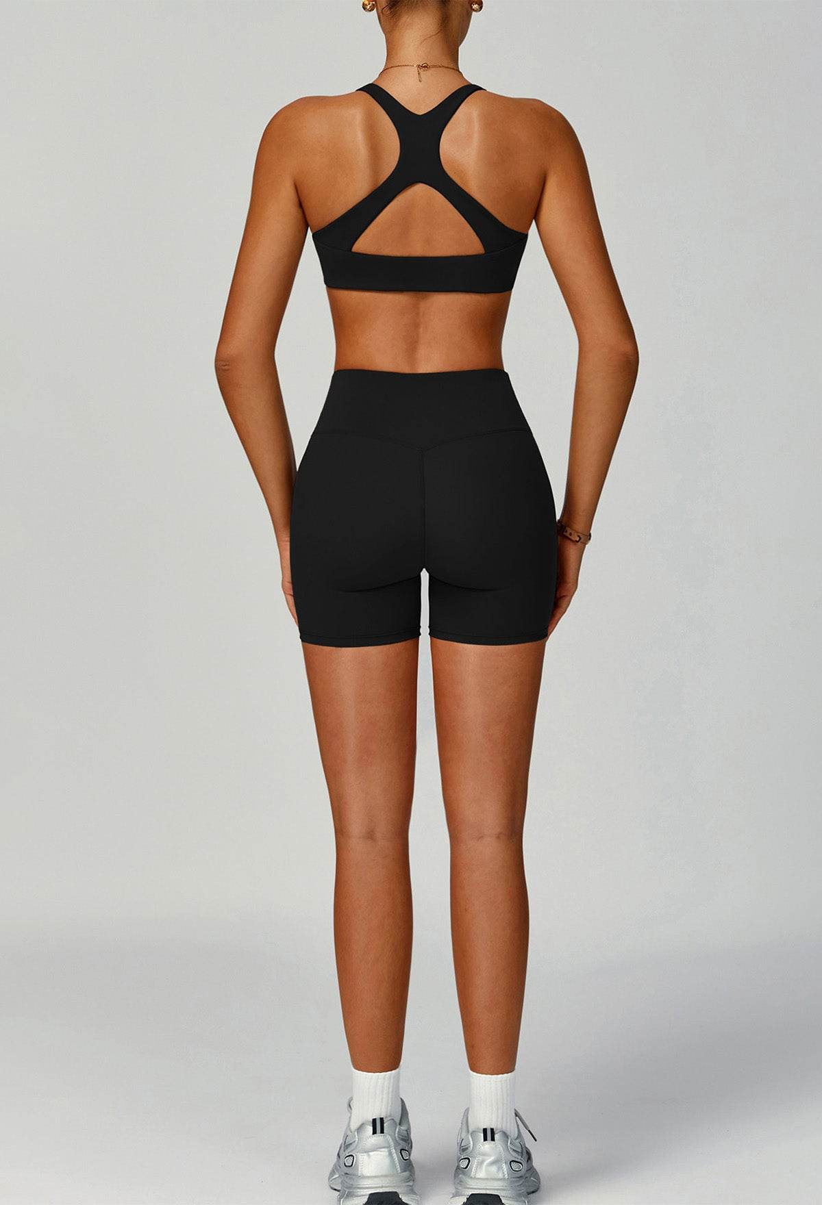 Activewear Set with X Shaped Back Sport Bra and Short