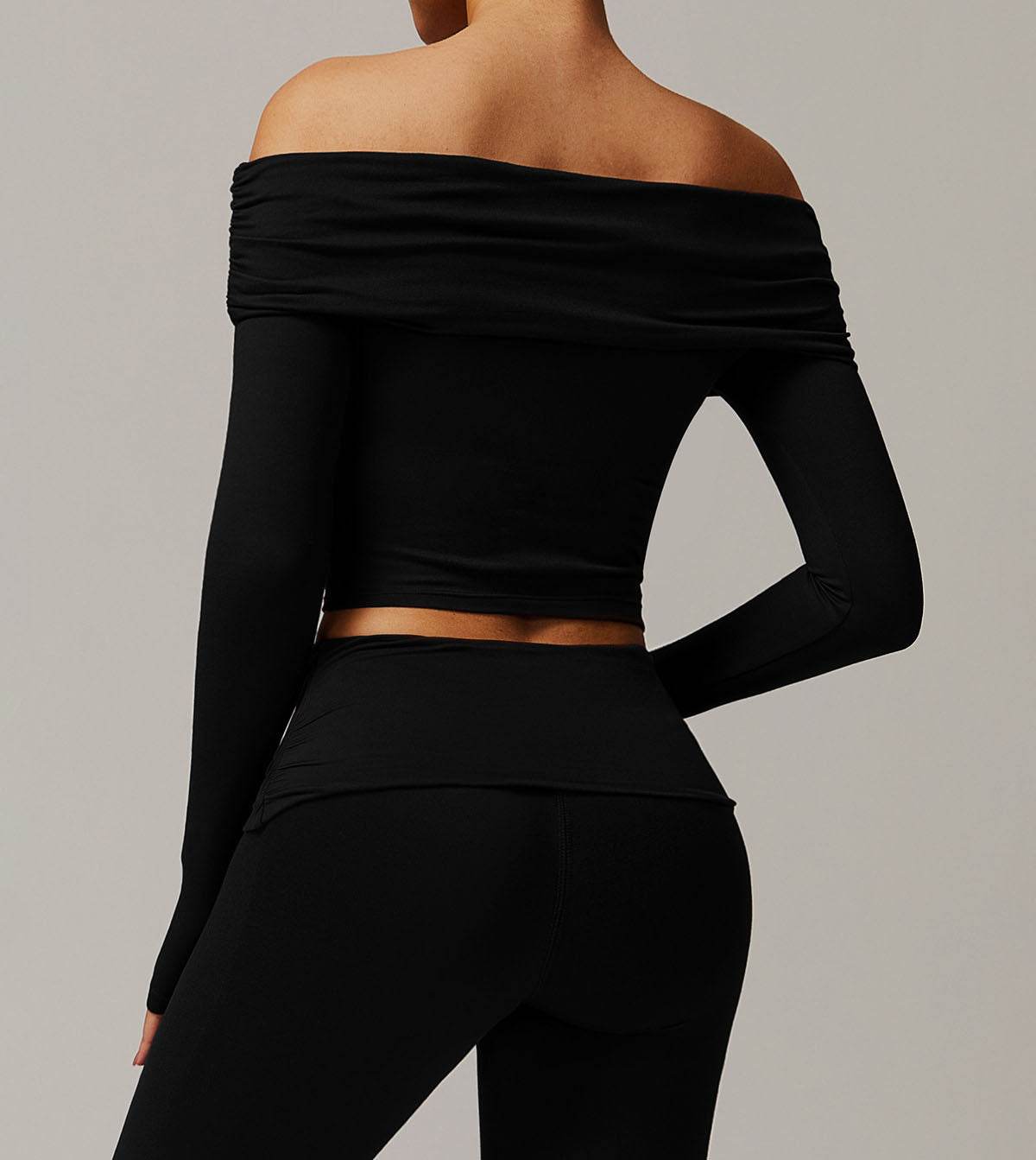 Long Sleeve Shirts Off Shoulder Sports Crop Tops