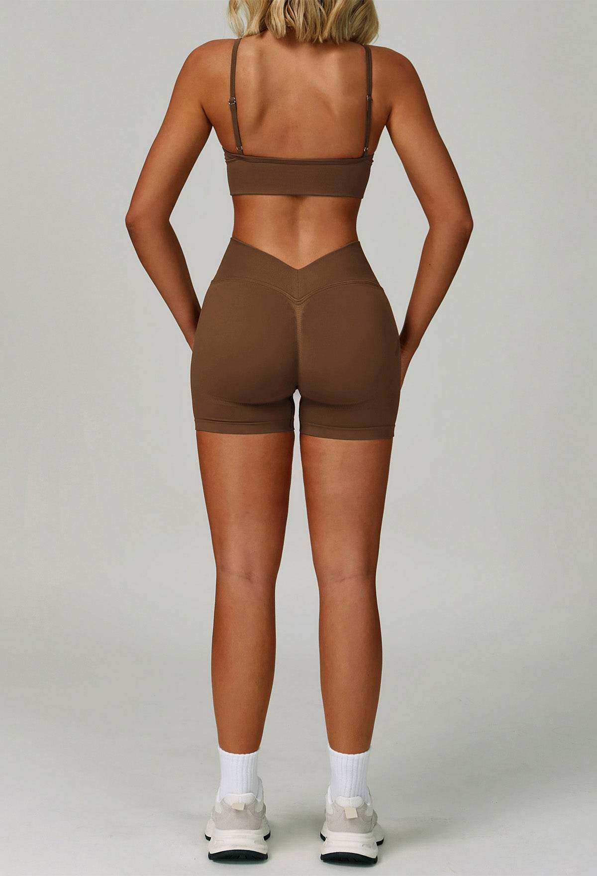 Activewear Set with V Neck Sports Bra and Short